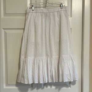 J. Crew White Swiss Dot Tiered Midi Skirt